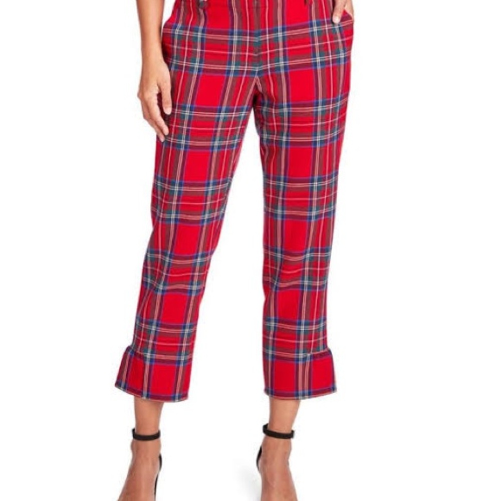 Vineyard Vines Red Jolly Plaid Cropped Pants